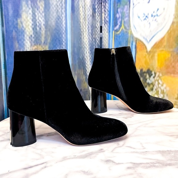 Kate Spade Reenie Velvet Booties Jewel Rhinestone Ankle Heel Black 10M GUC - Picture 5 of 11